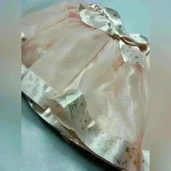 Disney Parks Princess Tulle Skirt Pink Satin Trim Bow Tutu Layers Size S 6X - Picture 2 of 5